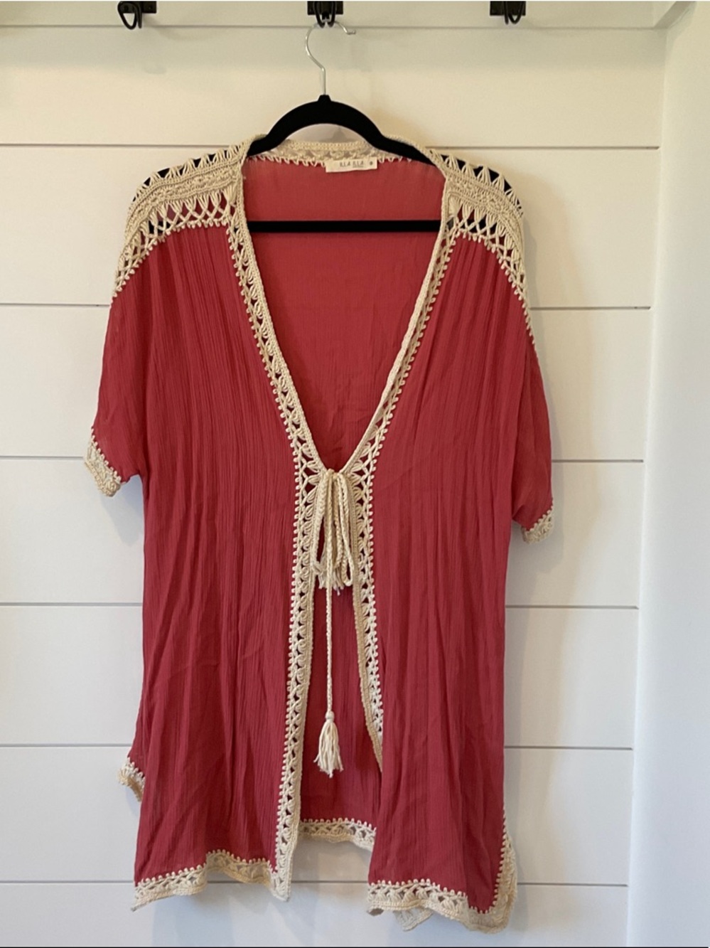 ILLA ILLA Dusty Rose Knit-Trim Open Front Swim Cover Up